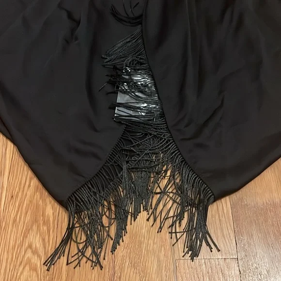 ASOS split hem‎ fringe high neck top in black size 6 - Picture 7 of 8